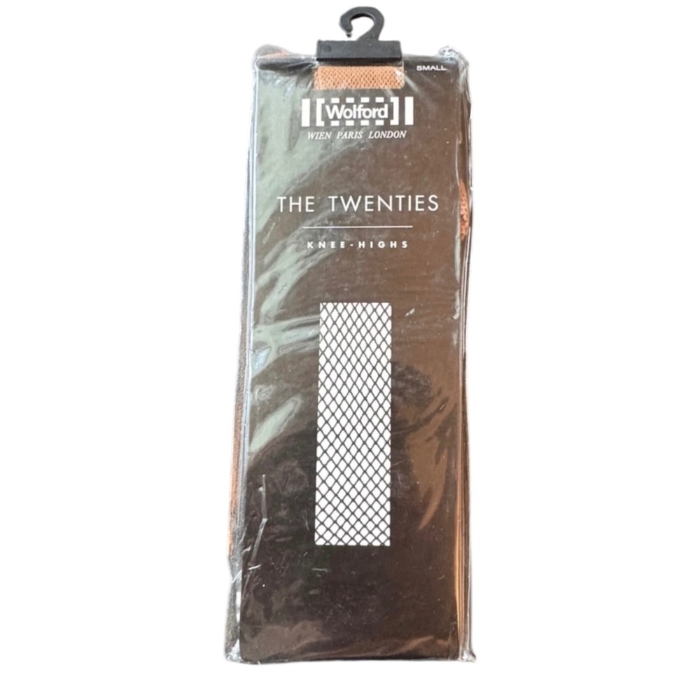 Wolford The Twenties Honey Fishnet Knee High Socks 31522 Size Small New